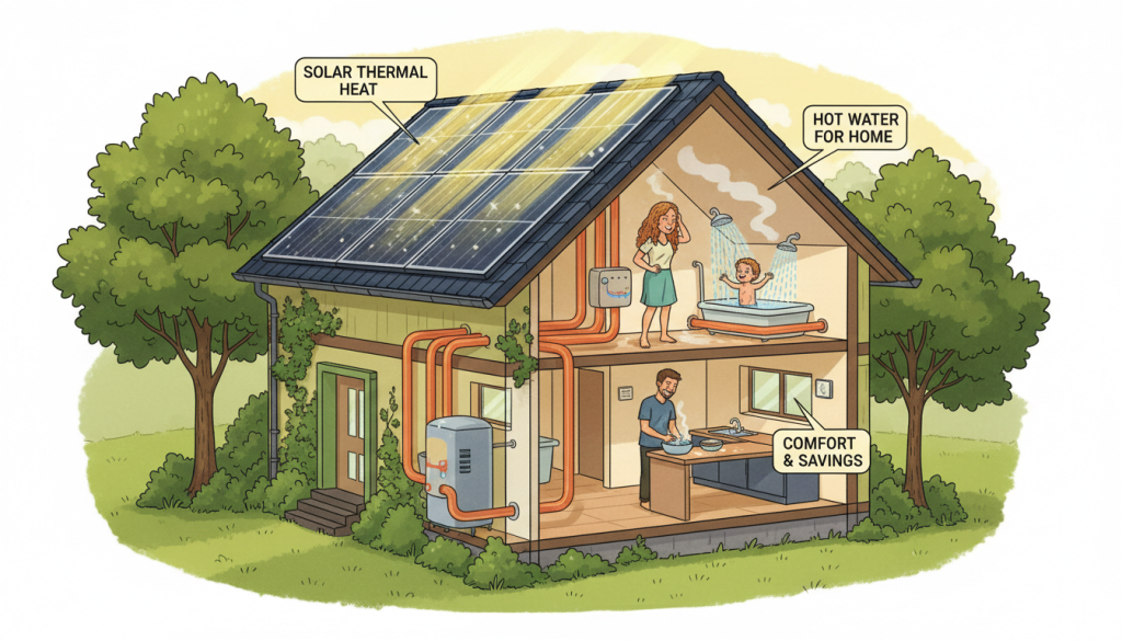 Maison équipée d'un chauffe-eau solaire